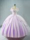 High End Floor Length Lavender Quinceanera Dresses Tulle Sleeveless Beading