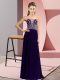 Superior Chiffon Sweetheart Sleeveless Lace Up Beading Evening Dress in Purple