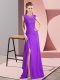 Excellent Purple Scoop Neckline Beading and Lace Evening Dress Sleeveless Zipper