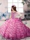 Sleeveless Court Train Beading and Ruffled Layers Lace Up Little Girl Pageant Gowns