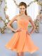Orange Empire Sweetheart Sleeveless Chiffon Mini Length Lace Up Ruching Quinceanera Dama Dress