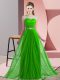 Beautiful Chiffon Scoop Sleeveless Lace Up Beading Quinceanera Court Dresses in Green