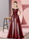 Fantastic Burgundy Scoop Neckline Beading and Lace Dama Dress Sleeveless Zipper