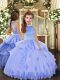 Floor Length Backless Kids Pageant Dress Lavender and Pink And Yellow for Party and Sweet 16 and Wedding Party with Beading and Appliques Floor Length Backless Kids Pageant Dress Lavender and Pink And Yellow for Party and Sweet 16 and Wedding Party with Beading and Appliques