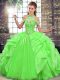 Beading and Ruffles Quinceanera Gown Green Lace Up Sleeveless Floor Length