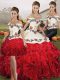 Romantic Sleeveless Lace Up Floor Length Embroidery and Ruffles Vestidos de Quinceanera