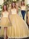 Vintage Gold Quinceanera Gowns Military Ball and Sweet 16 and Quinceanera with Lace and Appliques Scoop Sleeveless Clasp Handle