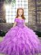 Stylish Organza Sleeveless Floor Length Kids Formal Wear and Beading and Ruffles