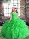 Discount Green Little Girls Pageant Dress Party and Wedding Party with Beading and Ruffles Straps Sleeveless Lace Up