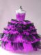 Custom Made Organza Sweetheart Sleeveless Lace Up Beading and Ruffled Layers Quinceanera Gowns in Black And Purple