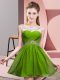 Enchanting Olive Green Backless Homecoming Dress Beading and Ruching Sleeveless Mini Length