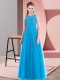 Flirting Aqua Blue Scoop Neckline Beading Homecoming Dress Sleeveless Side Zipper