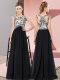Free and Easy Black Zipper Scoop Beading and Appliques Quinceanera Court of Honor Dress Chiffon Sleeveless