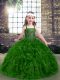 Best Floor Length Green Pageant Dress Toddler Straps Sleeveless Lace Up