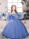 Purple Tulle Lace Up Child Pageant Dress Sleeveless Floor Length Beading