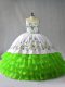 Ball Gowns Embroidery and Ruffled Layers Quinceanera Gown Lace Up Satin and Organza Sleeveless Floor Length