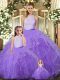 Lavender Sleeveless Ruffles Floor Length Vestidos de Quinceanera