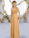 Deluxe One Shoulder Sleeveless Chiffon Damas Dress Hand Made Flower Lace Up