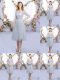 High-neck Half Sleeves Damas Dress Tea Length Lace and Belt Grey Tulle