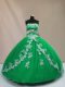 Sumptuous Tulle Strapless Sleeveless Lace Up Appliques 15th Birthday Dress in Green