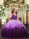Ball Gowns Pageant Dress Toddler Multi-color V-neck Tulle Sleeveless Floor Length Zipper