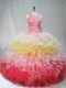 Multi-color Tulle Zipper Vestidos de Quinceanera Sleeveless Floor Length Beading and Ruffles
