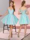 Discount Aqua Blue Sleeveless Mini Length Lace Zipper Court Dresses for Sweet 16