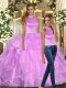 Floor Length Backless Quinceanera Gown Lilac for Sweet 16 and Quinceanera with Beading and Ruffles