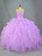 Excellent Lavender Sweetheart Lace Up Beading and Ruffles Quinceanera Gowns Sleeveless