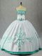 Luxury Satin Sleeveless Floor Length Sweet 16 Dress and Embroidery