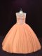 Sumptuous Scoop Sleeveless Tulle Sweet 16 Dresses Beading Lace Up