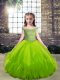 Tulle Off The Shoulder Sleeveless Lace Up Beading Child Pageant Dress in Green