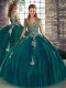 Floor Length Ball Gowns Sleeveless Peacock Green Sweet 16 Quinceanera Dress Lace Up