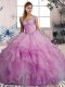 Flirting Sleeveless Beading and Ruffles Lace Up Quinceanera Dresses