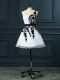 Stunning White Organza Lace Up Sleeveless Mini Length Lace and Appliques