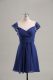 Custom Fit Blue Lace Up Prom Gown Ruching Sleeveless Mini Length