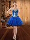Sweetheart Sleeveless Lace Up Royal Blue Organza