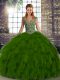 Artistic Floor Length Olive Green Vestidos de Quinceanera Straps Sleeveless Lace Up
