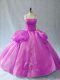 Sleeveless Floor Length Appliques Lace Up Sweet 16 Dress with Lilac