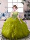 Custom Design Beading and Ruffles Little Girl Pageant Dress Olive Green Zipper Sleeveless Floor Length