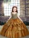 Stylish Brown Sleeveless Taffeta Lace Up Girls Pageant Dresses for Party and Wedding Party