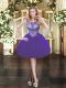 Purple Zipper Scoop Beading and Ruffles Prom Party Dress Organza Sleeveless
