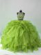 Comfortable Green Sleeveless Organza Brush Train Backless Sweet 16 Dress for Sweet 16 and Quinceanera Comfortable Green Sleeveless Organza Brush Train Backless Sweet 16 Dress for Sweet 16 and Quinceanera