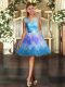 Glamorous Multi-color Tulle Backless Scoop Sleeveless Mini Length Prom Gown Lace and Ruffles