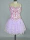 Glorious Spaghetti Straps Sleeveless Lace Up Lavender Tulle
