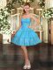 Best Selling Sweetheart Sleeveless Lace Up Homecoming Dress Aqua Blue Organza