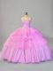 Classical Ball Gowns Sweet 16 Dress Lilac Sweetheart Organza Sleeveless Floor Length Lace Up
