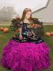 Organza Sleeveless Floor Length Child Pageant Dress and Embroidery and Ruffles