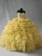 Edgy Yellow Sweetheart Neckline Beading and Ruffles Quinceanera Dress Sleeveless Lace Up