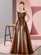 Customized Brown Tulle Zipper Court Dresses for Sweet 16 Sleeveless Floor Length Beading and Lace